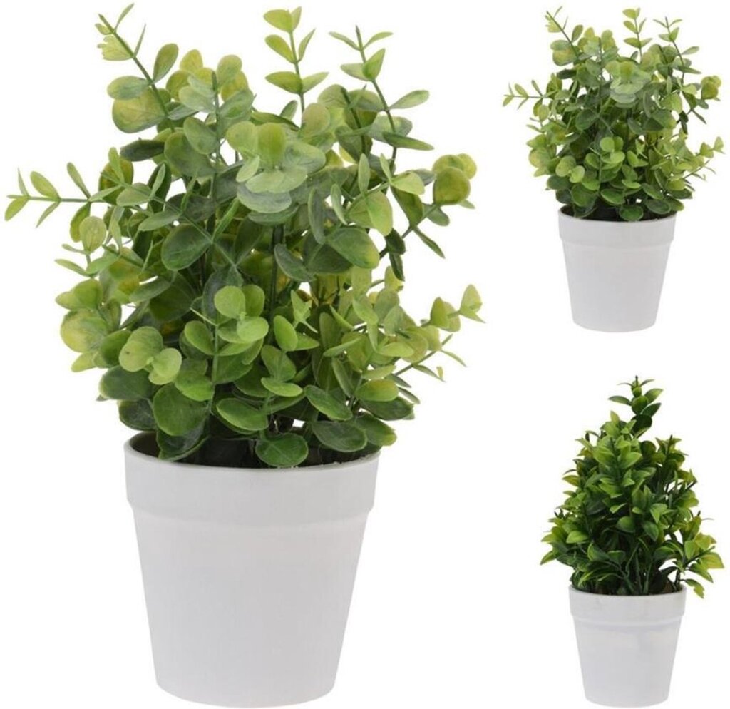 Miscellaneous artificial plant in flowerpot green 25cm