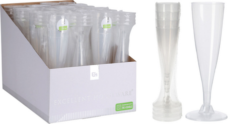 Excellent Houseware, wiederverwendbares Champagnerglas aus Kunststoff, 130 ml, 4er-Set, spülmaschinenfest