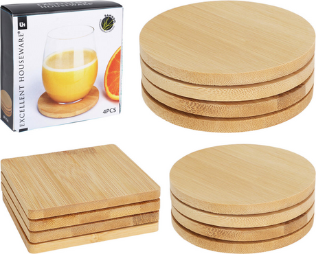 Excellent Houseware Untersetzer Bambus 4 Stück