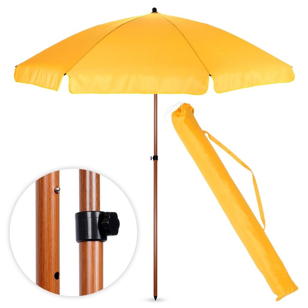 Overige merken parasol met houtlook 220 cm geel