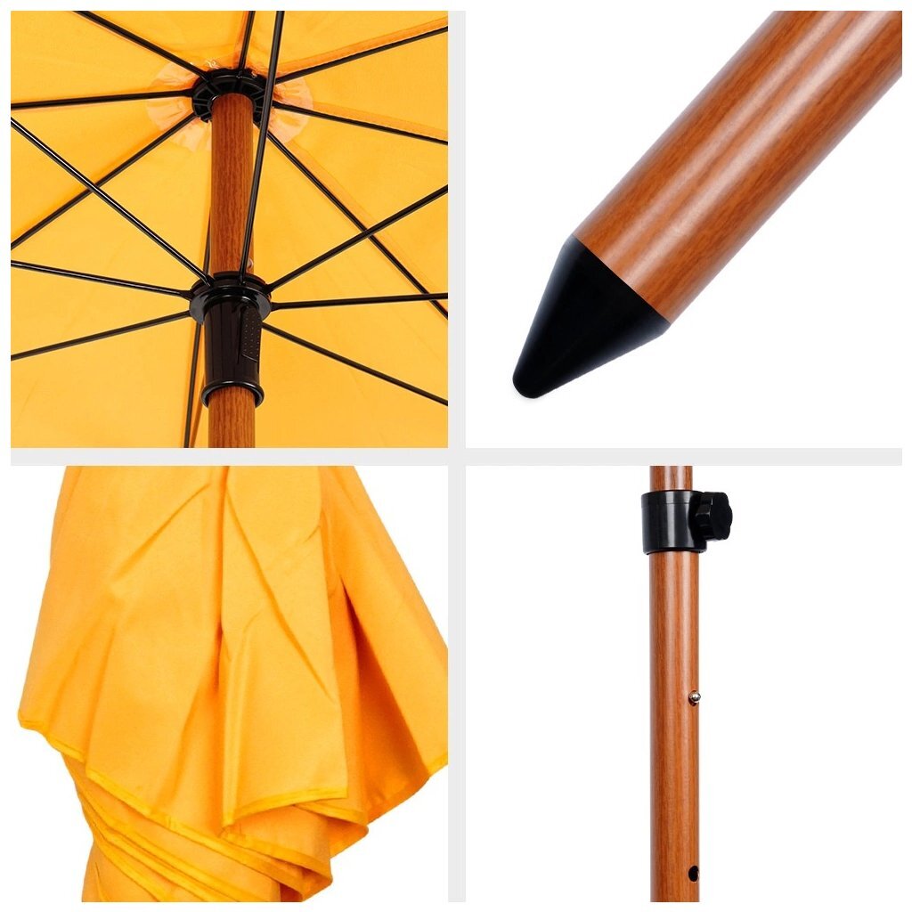 Overige merken parasol met houtlook 220 cm geel