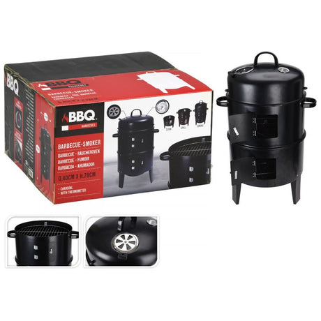 Progarden Charcoal Grill mit Kamin und 2 Grillgrills schwarz