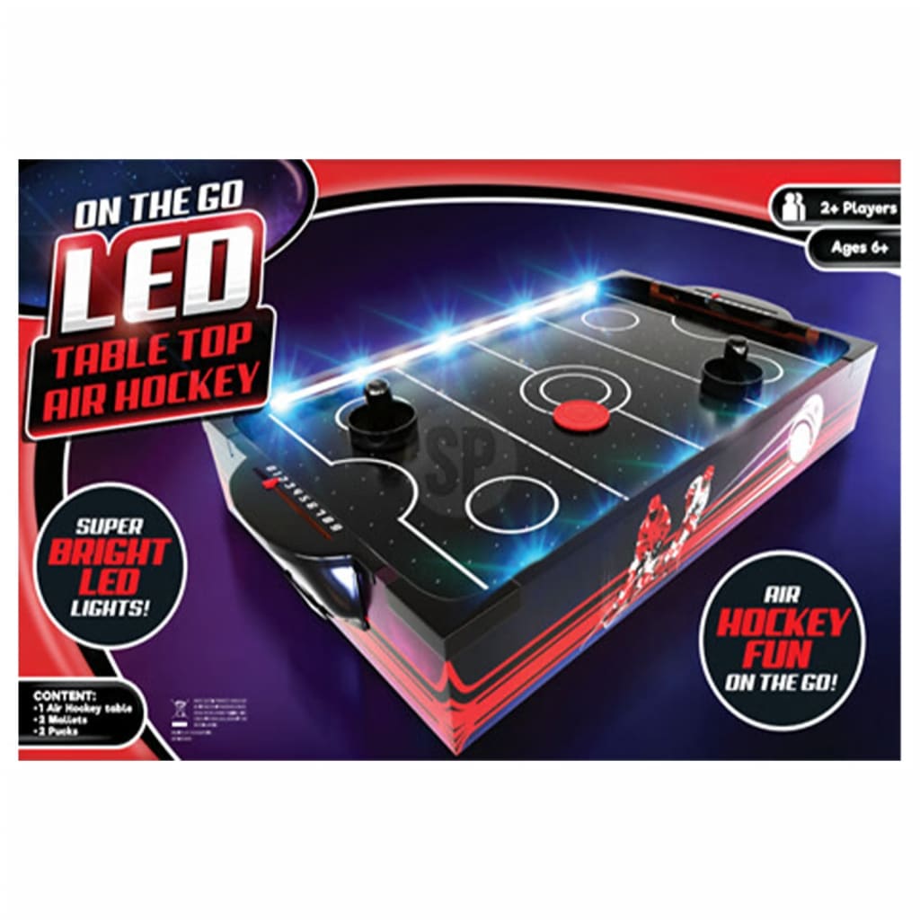 Tender Toy Ausschreiwung Spillsaachen Airhockey Dësch mat LED LED LED BLADING 48.5X30X8,5 cm