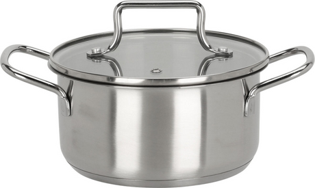 Eh kookpan rvs met glazen deksel - 16cm