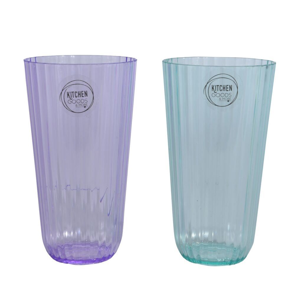 Diversen drinkglas kunststof 2 assorti kleur 15cm