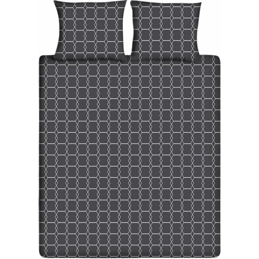 Ten Cate Baumwoll-Einzelbettbezug, 140 x 200, 220 cm, grafisches Anthrazit