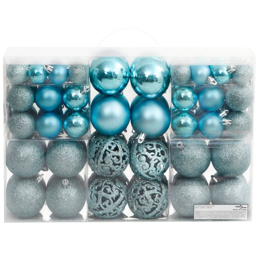 VidaXL Kerstballen 100 st 3 4 6 cm turquoise