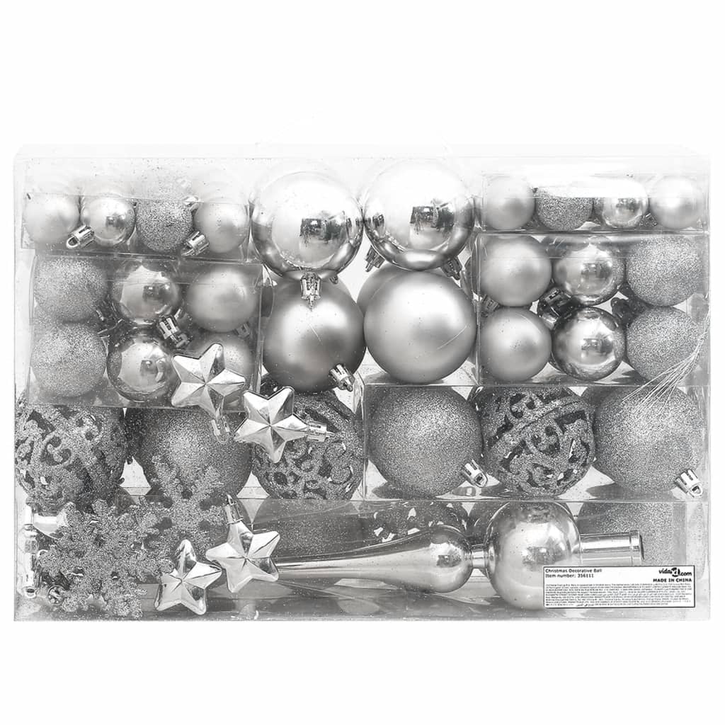 VIDAXL 111-TEIL-Weihnachtsball-Set Polystyrol Silberfarbe