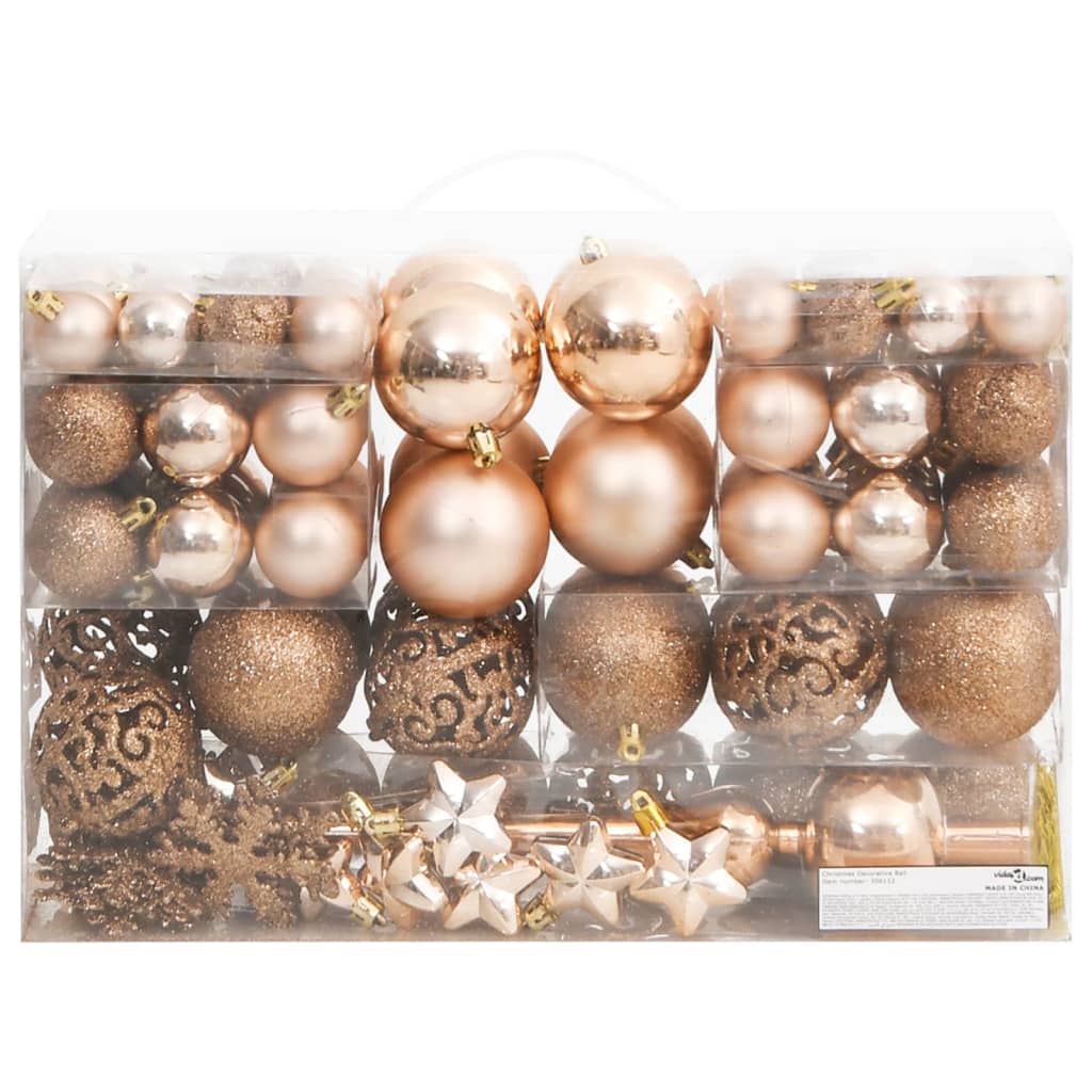 Vidaxl 111-Deel Chrëschtdag Ball Set Polystyreen Roosgoud