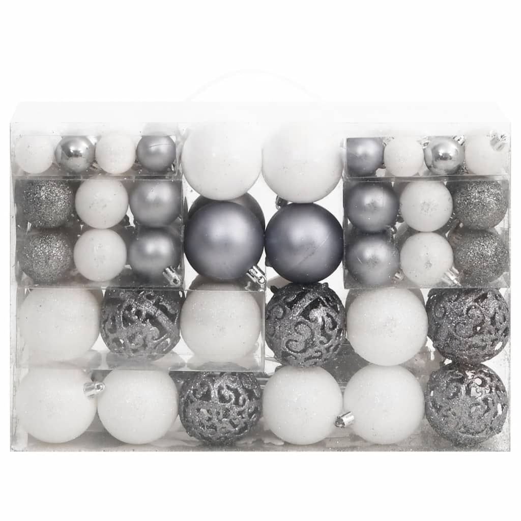 Vidaxl 111-Parts Ball de Noël Set polystyrène blanc et gris