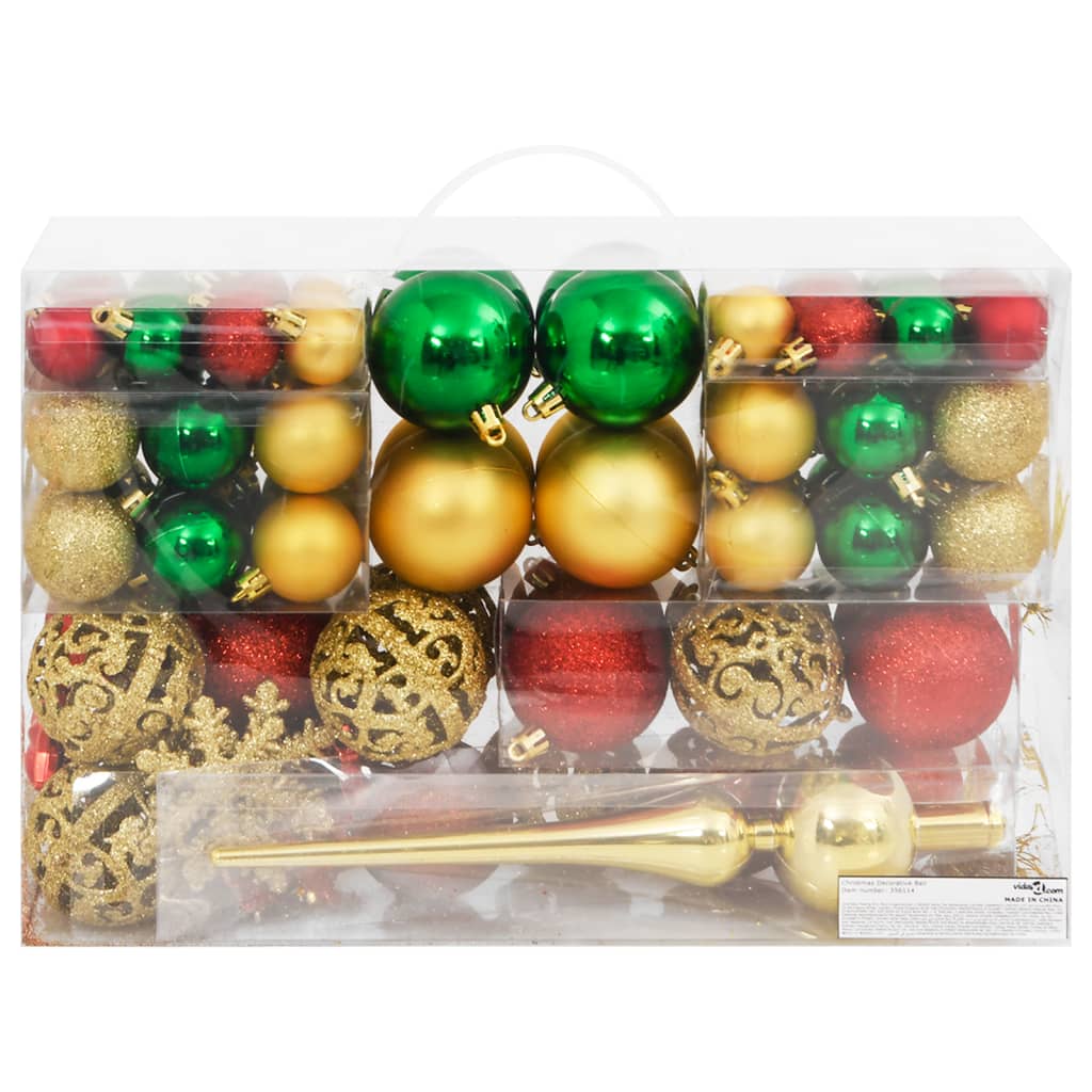 Vidaxl 112-part Christmas ball set Polystyrene red green and gold colored