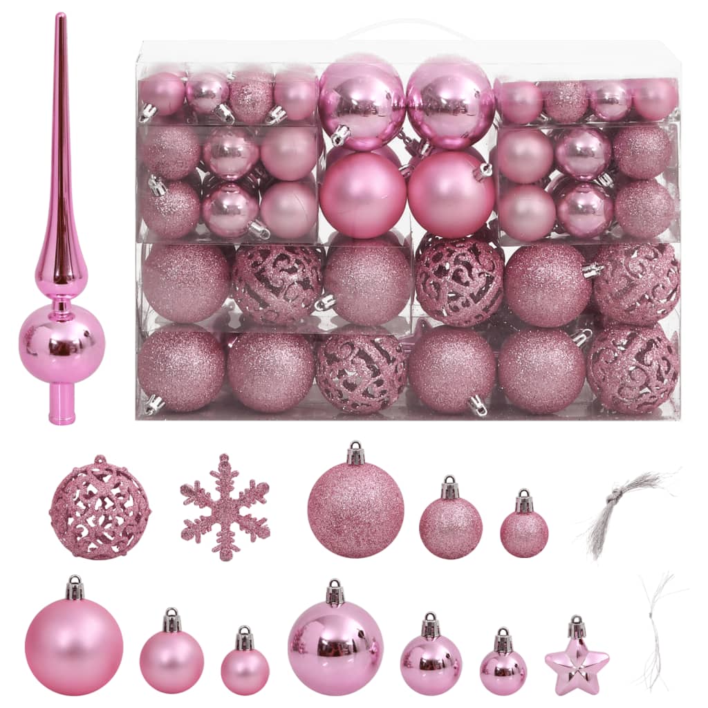 Vidaxl 111-Parts Ball de Noël Set Polystyrène rose