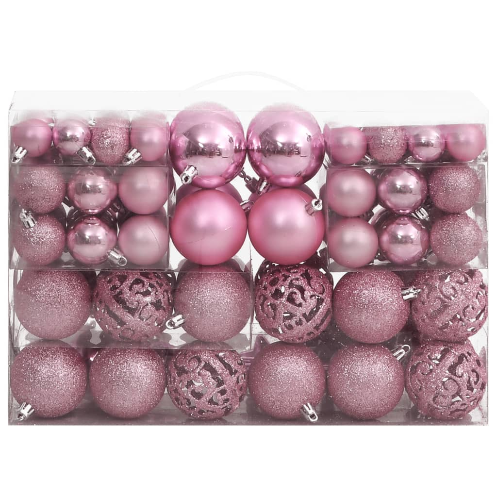 Vidaxl 111 partes Bola de Navidad Set de poliestireno rosa