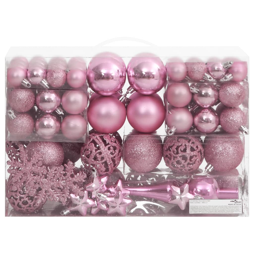 VIDAXL 111-TEIL-Weihnachtsball-Set Polystyrol Pink