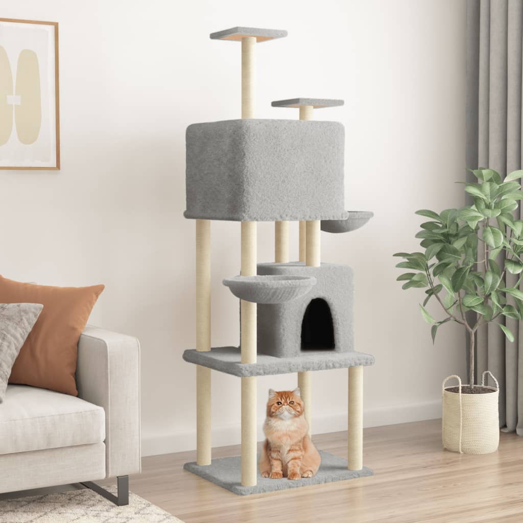 Vidaxl cat furniture with sisal scratching posts 180 cm light gray