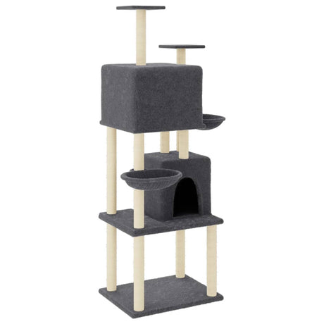 Vidaxl -Katzenmöbel mit Sisal -Kratzerpfosten 180 cm dunkelgrau