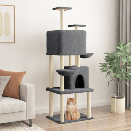 Vidaxl -Katzenmöbel mit Sisal -Kratzerpfosten 180 cm dunkelgrau