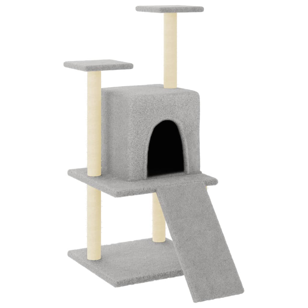 Muebles de gato de Vidaxl con postes de rascado de sisal 110 cm de gris claro