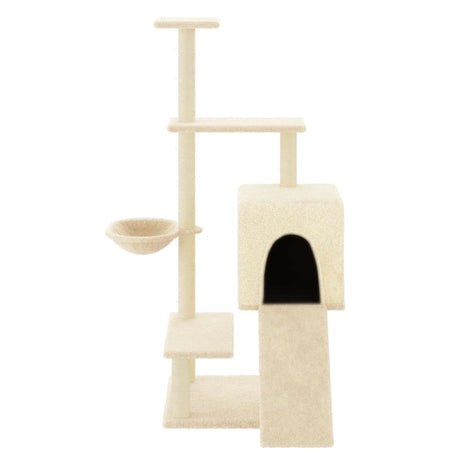 Vidaxl -Katzenmöbel mit Sisal -Kratzerpfosten 130,5 cm cremefarben -gerichtet