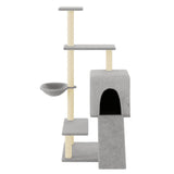 Vidaxl -Katzenmöbel mit Sisal -Kratzerpfosten 130,5 cm hellgrau