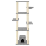 Vidaxl -Katzenmöbel mit Sisal -Kratzerpfosten 154 cm hellgrau
