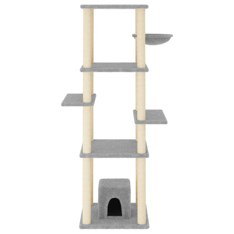 Vidaxl -Katzenmöbel mit Sisal -Kratzerpfosten 154 cm hellgrau