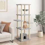 Vidaxl -Katzenmöbel mit Sisal -Kratzerpfosten 154 cm hellgrau