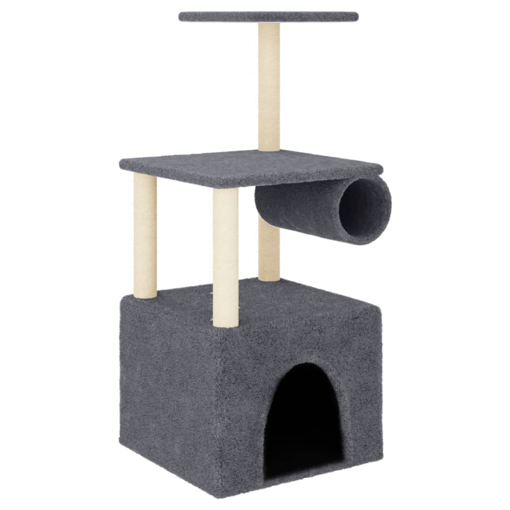 Muebles de gato de Vidaxl con postes de rascado de sisal 109.5 cm de gris oscuro