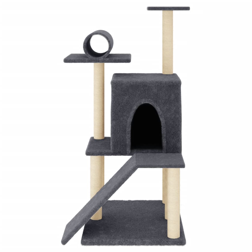 Vidaxl -Katzenmöbel mit Sisal -Kratzerpfosten 110,5 cm dunkelgrau