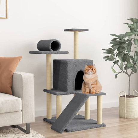Vidaxl -Katzenmöbel mit Sisal -Kratzerpfosten 110,5 cm dunkelgrau