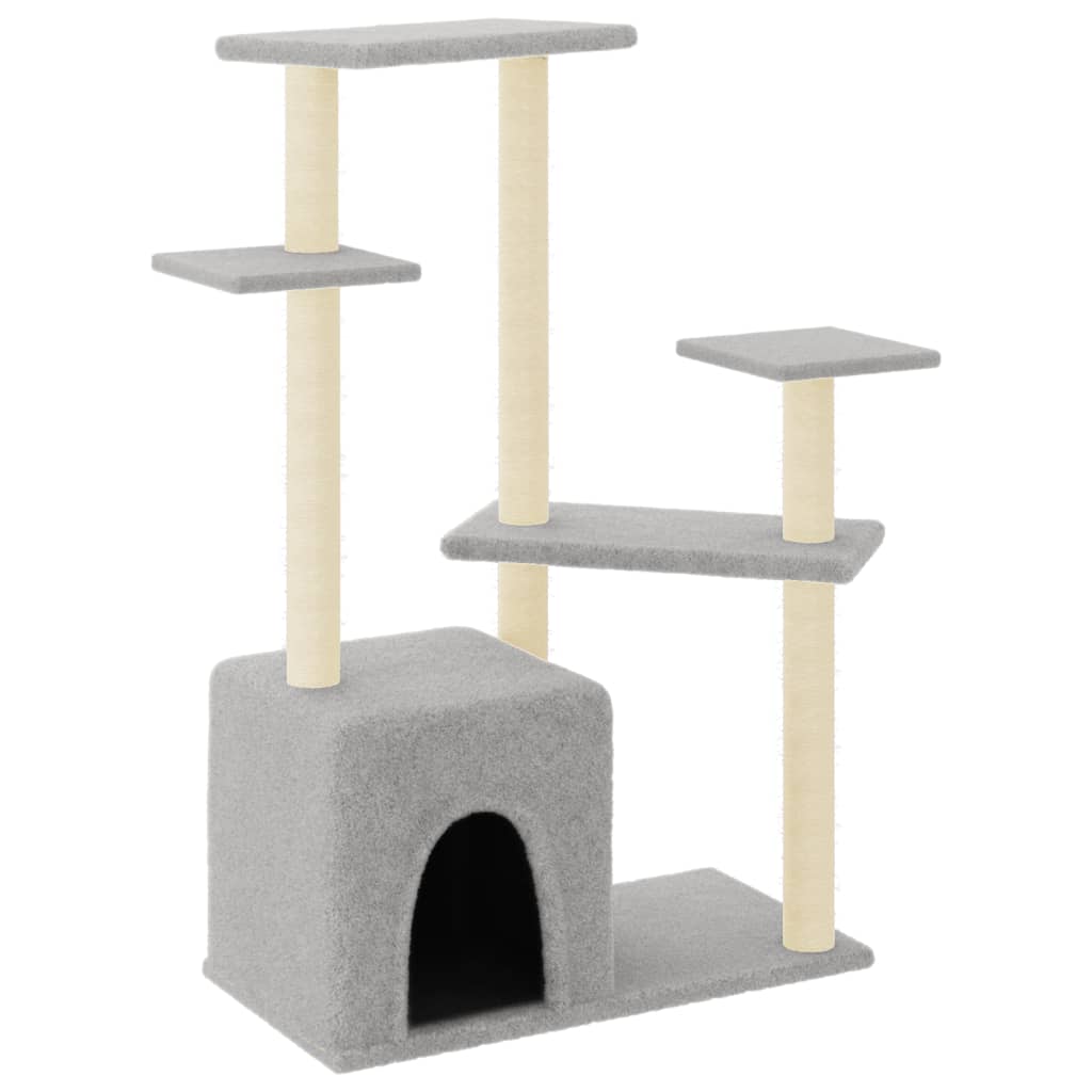 Muebles de gato de Vidaxl con postes de rascado de sisal 107.5 cm de gris claro