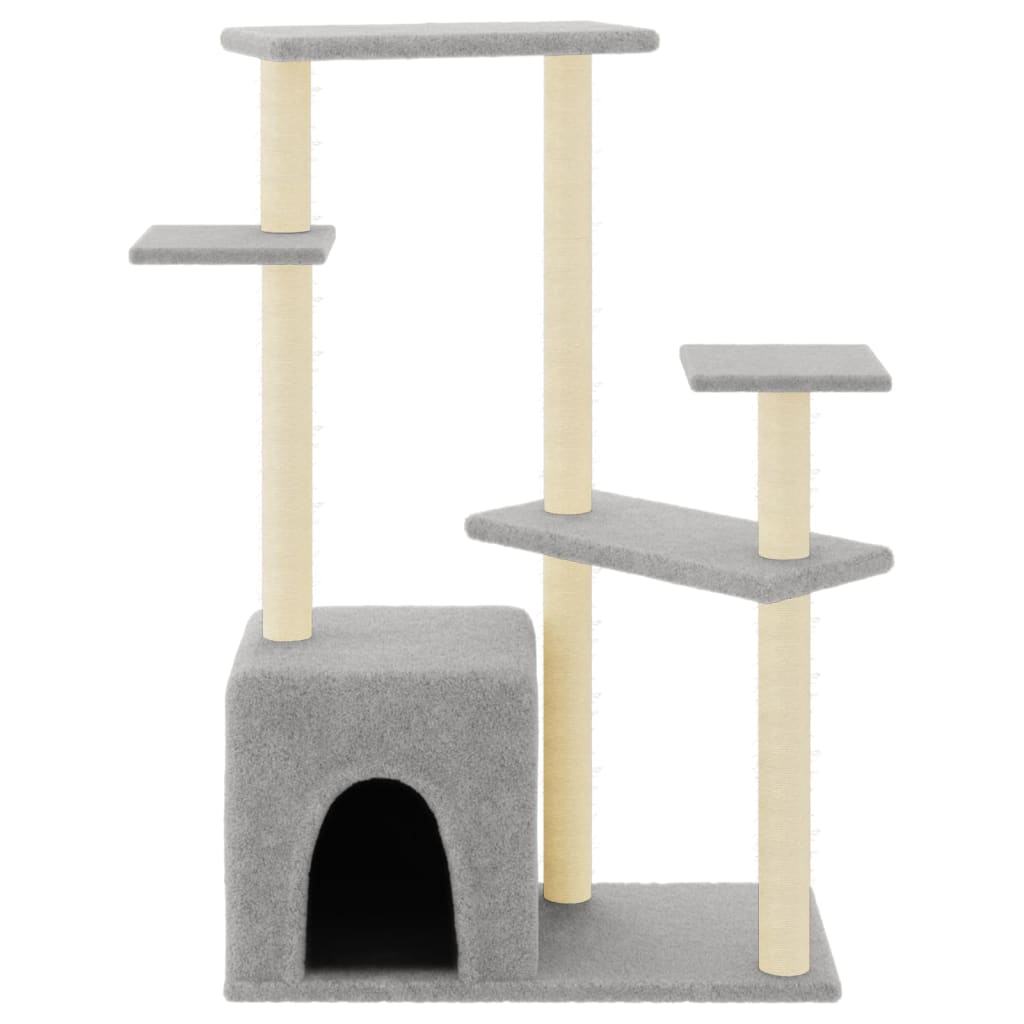 Muebles de gato de Vidaxl con postes de rascado de sisal 107.5 cm de gris claro