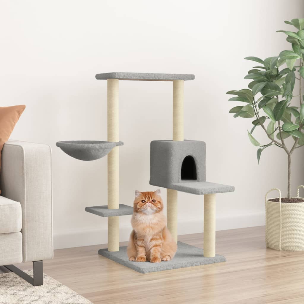 Muebles de gato de Vidaxl con postes de rascado de sisal 95 cm de gris claro