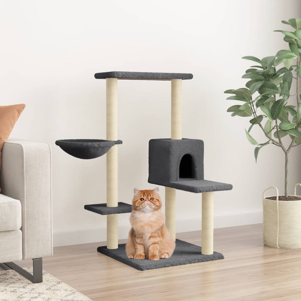 Muebles de gato de Vidaxl con postes de rascado de sisal 95 cm de gris oscuro