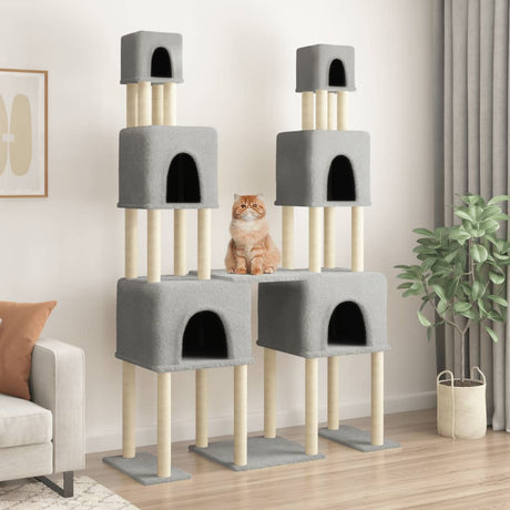 Vidaxl Katzenmöbel mit Sisal-Kratzstämmen 199 cm hellgrau