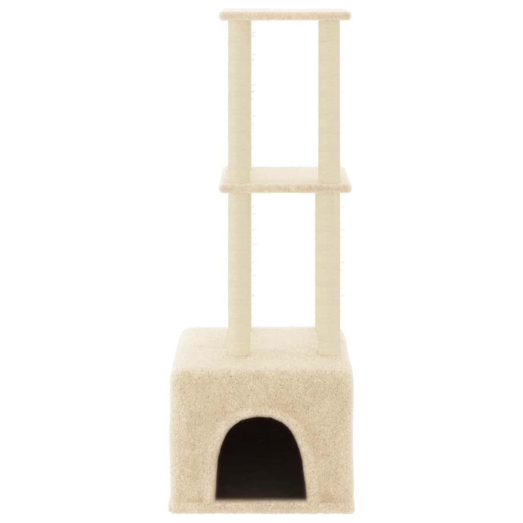 Muebles de gato de Vidaxl con postes de rascado de sisal 133.5 cm de crema