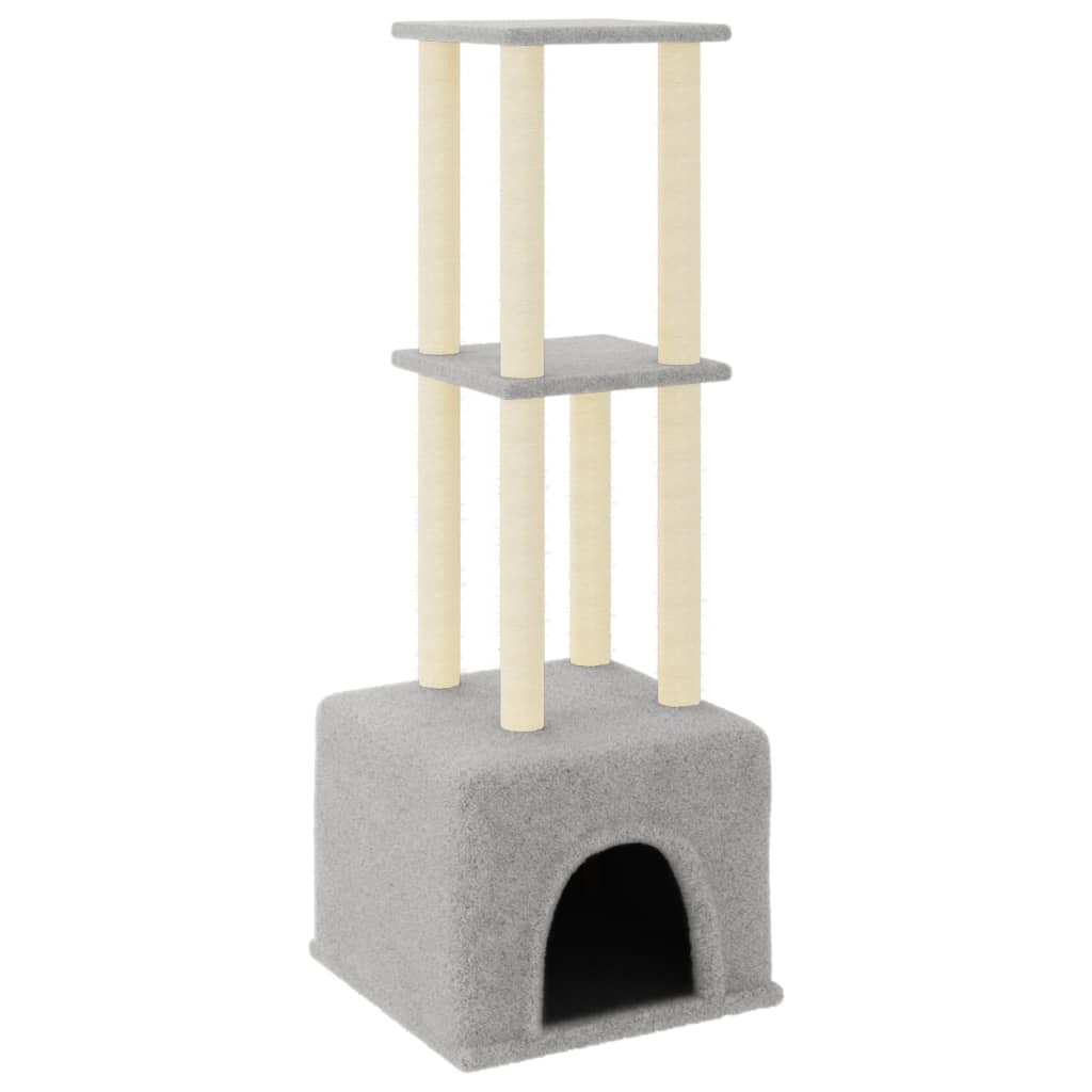 Muebles de gato de Vidaxl con postes de rascado de sisal 133.5 cm de gris claro