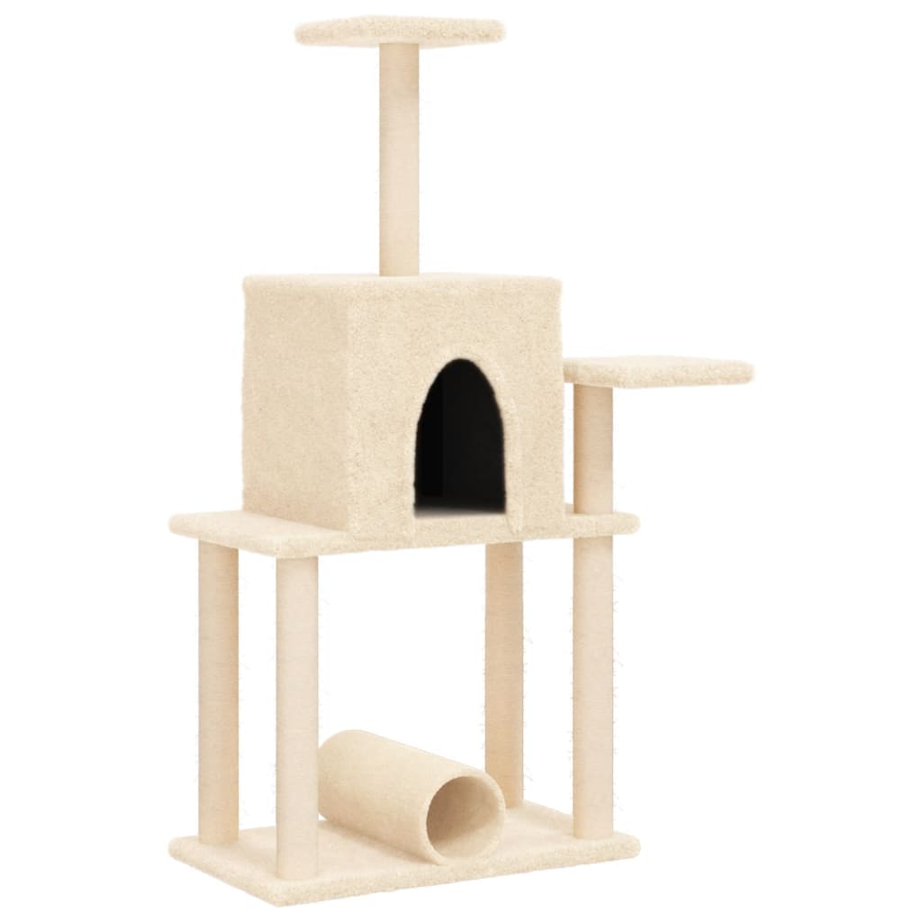 Muebles de gato de Vidaxl con postes de rascado de sisal 122 cm de crema