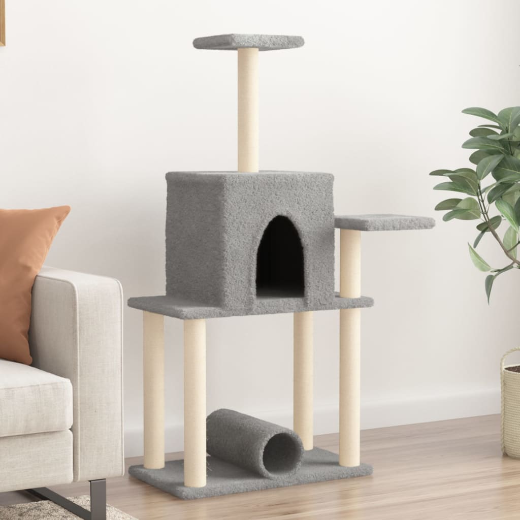 Muebles de gato de Vidaxl con postes de rascado de sisal 122 cm de gris claro