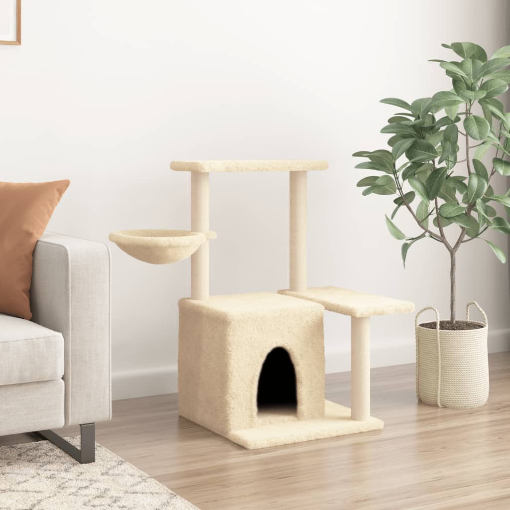 Vidaxl cat furniture with sisal scratching posts 83 cm cream -colored