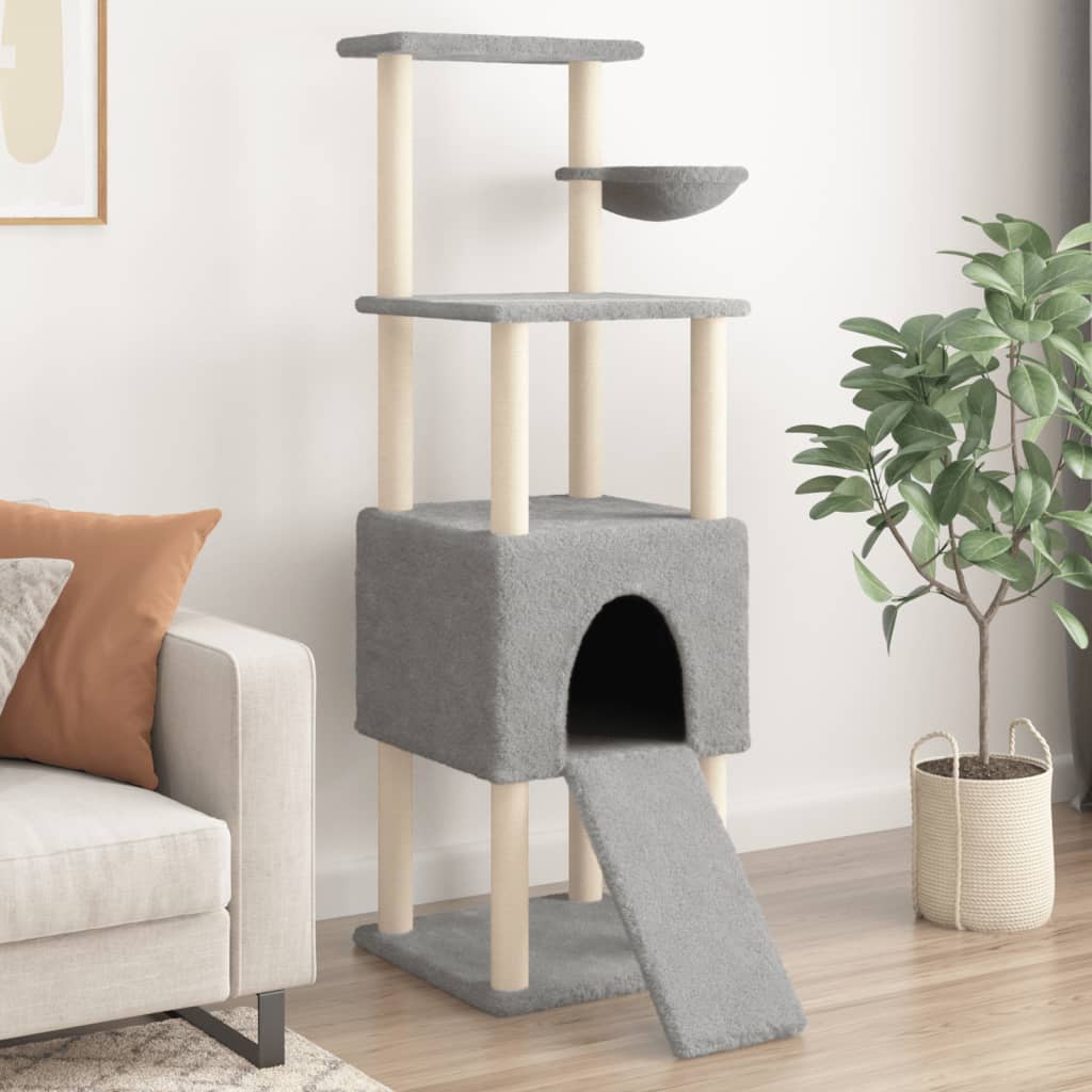 Vidaxl cat furniture with sisal scratching posts 153 cm light gray