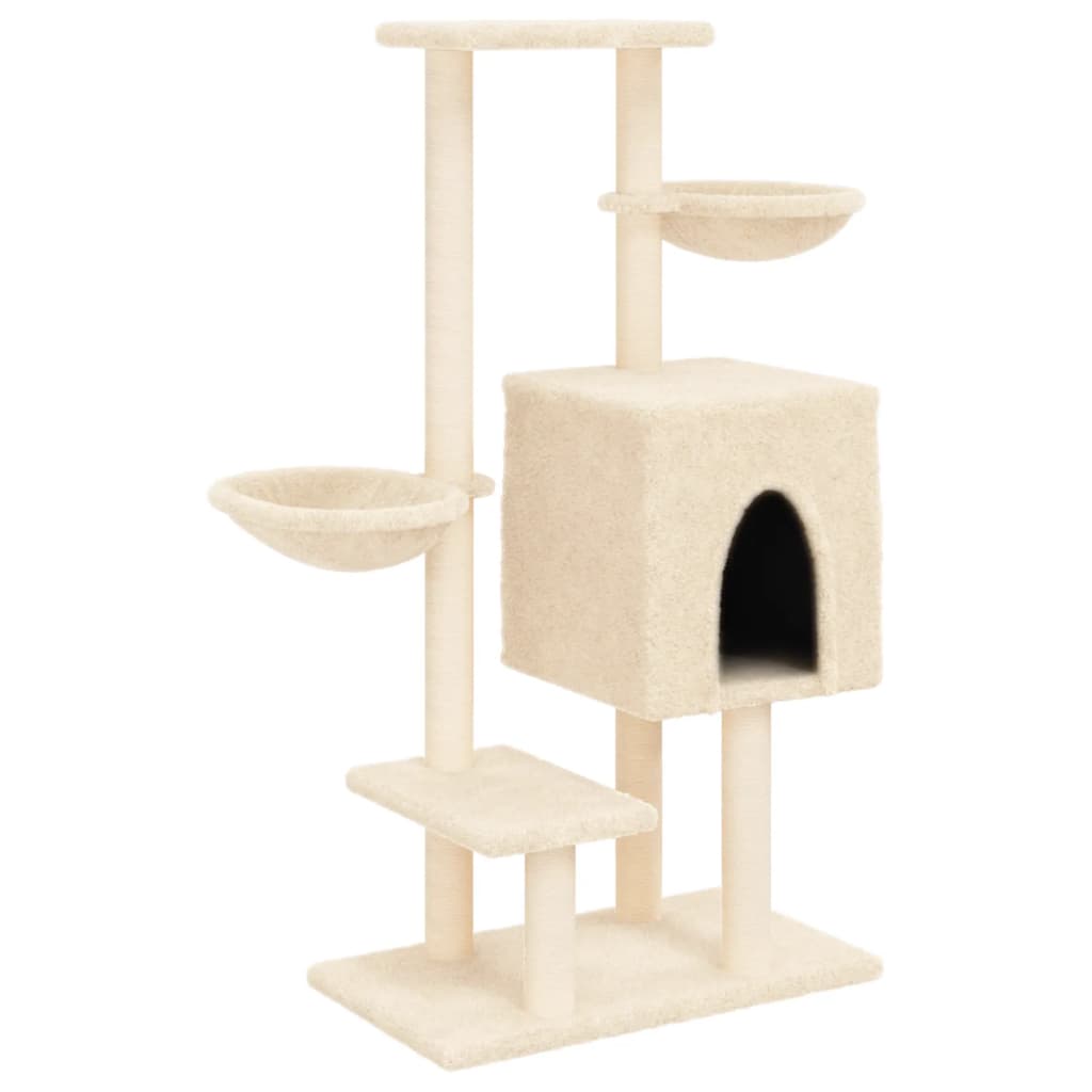 Muebles de gato de Vidaxl con postes de rascado de sisal 117 cm de crema -cocinado