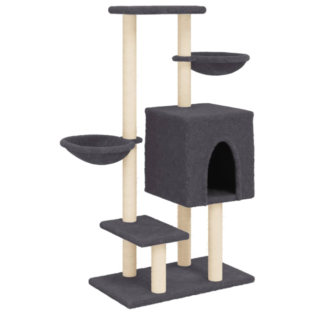 Vidaxl cat furniture with sisal scratching posts 117 cm dark gray