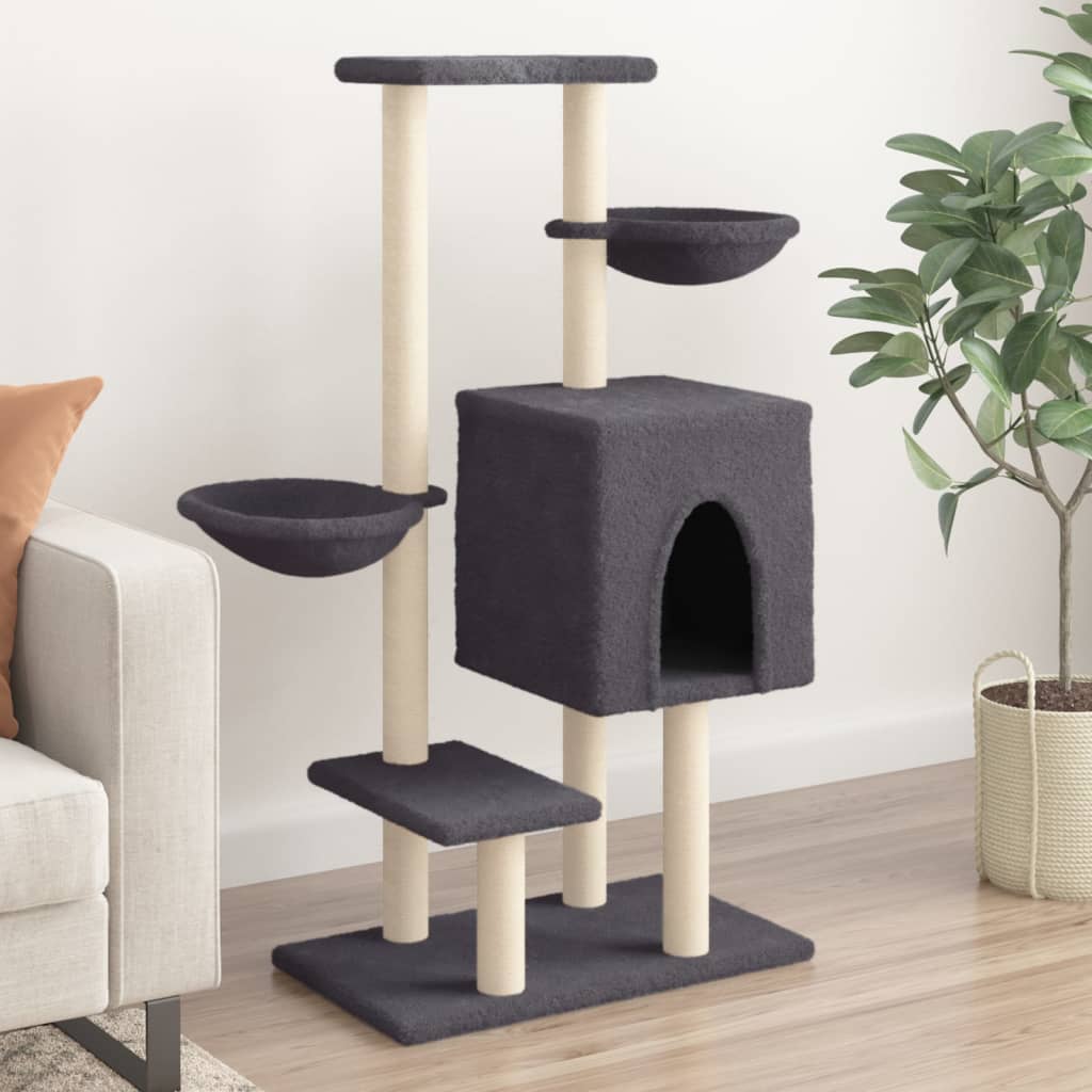 Vidaxl cat furniture with sisal scratching posts 117 cm dark gray