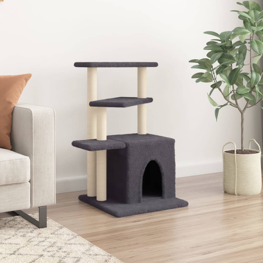 Muebles de gato de Vidaxl con postes de rascado de sisal 83.5 cm de gris oscuro