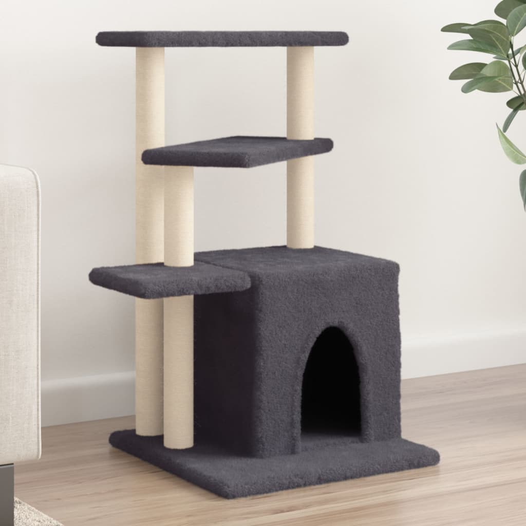 Muebles de gato de Vidaxl con postes de rascado de sisal 83.5 cm de gris oscuro