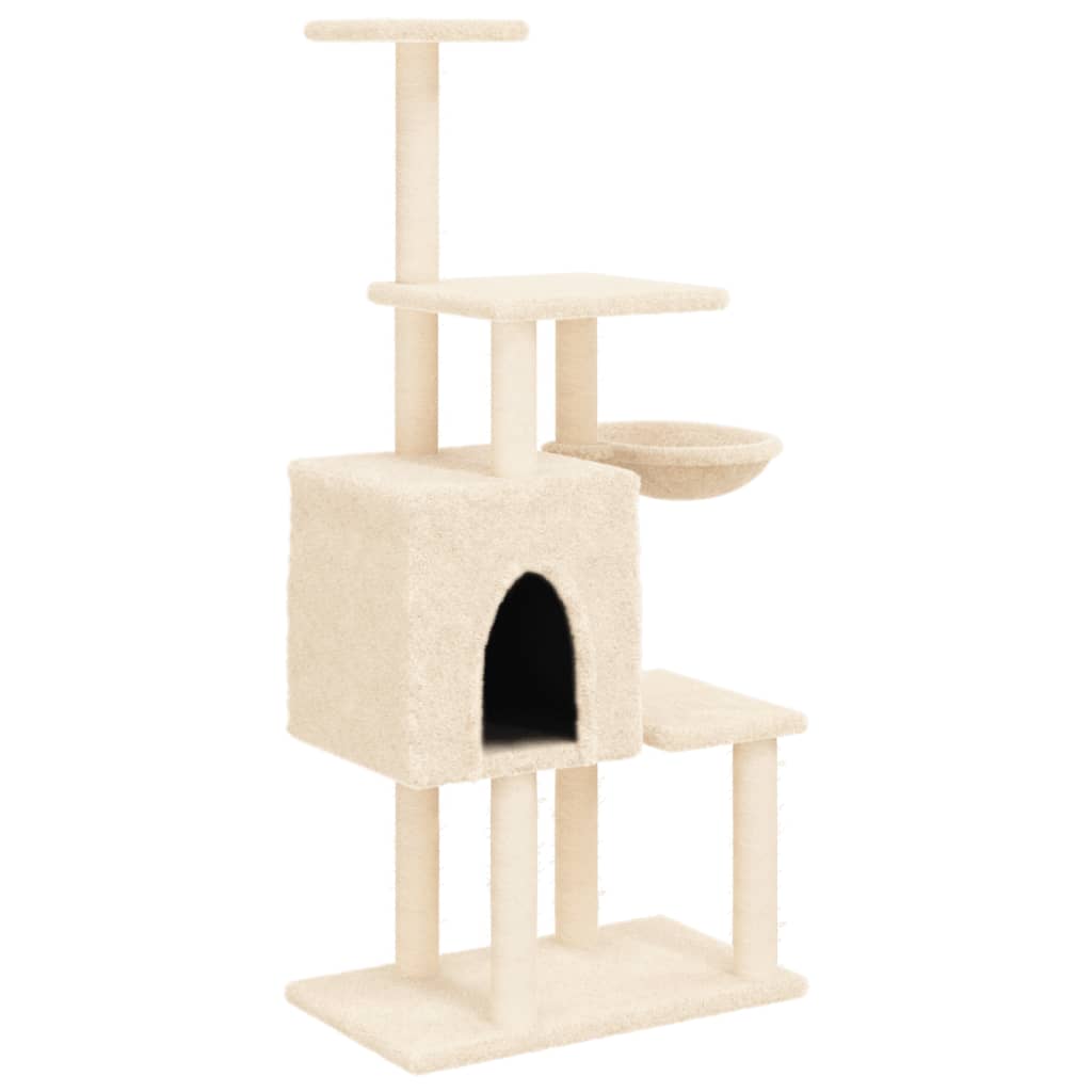 Vidaxl cat furniture with sisal scratching posts 131 cm cream -colored