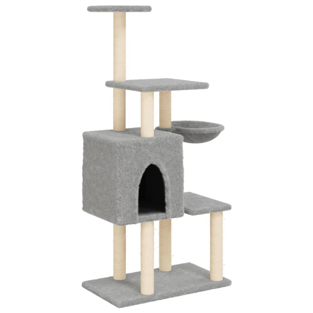 Muebles de gato de Vidaxl con postes de rascado de sisal 131 cm de gris claro