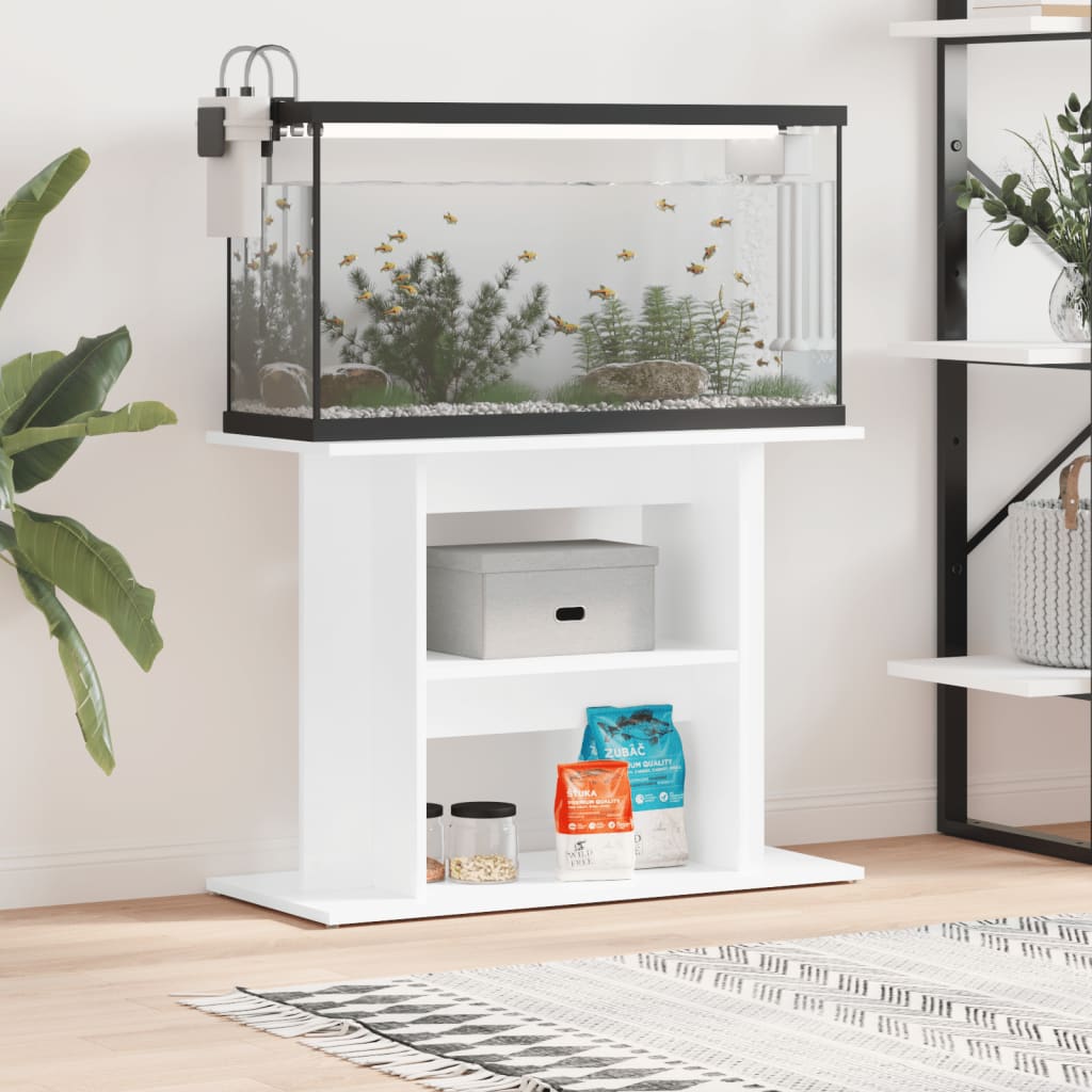 Vidaxl Aquarium Standard 80x35x60 cm Forarbejdet træ Højglanshvid