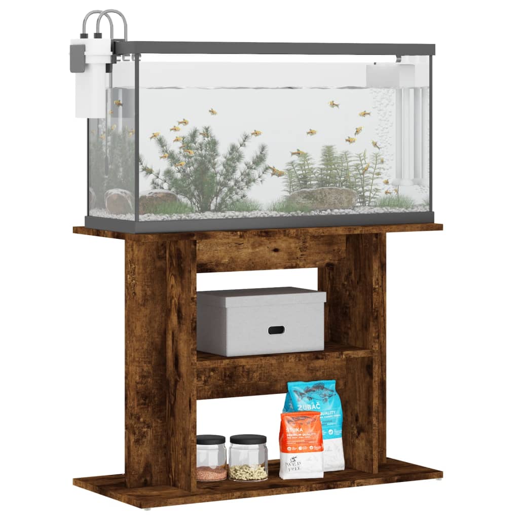 Vidaxl Aquarium Standard 80x33x60 cm Propertéiert Holzflochung faarweg oak faarweg